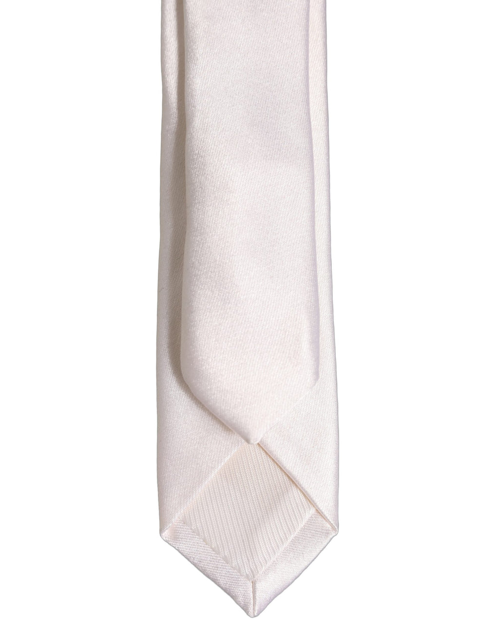 Men Off White Silk Satin Adjustable Tied Necktie Tie