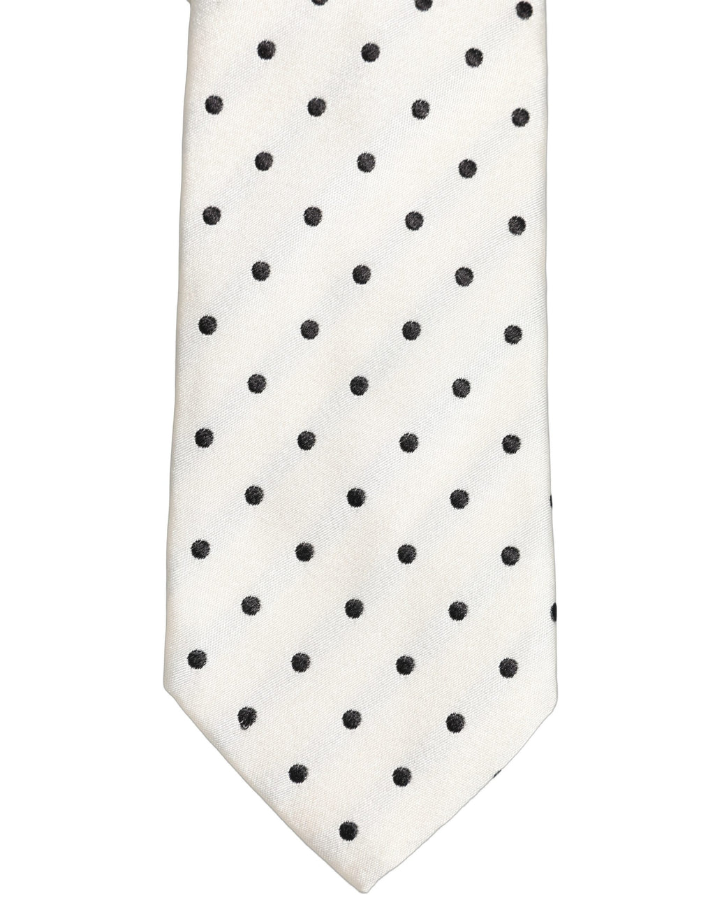 Men White Silk Polka Dot Adjustable Tied Necktie Tie