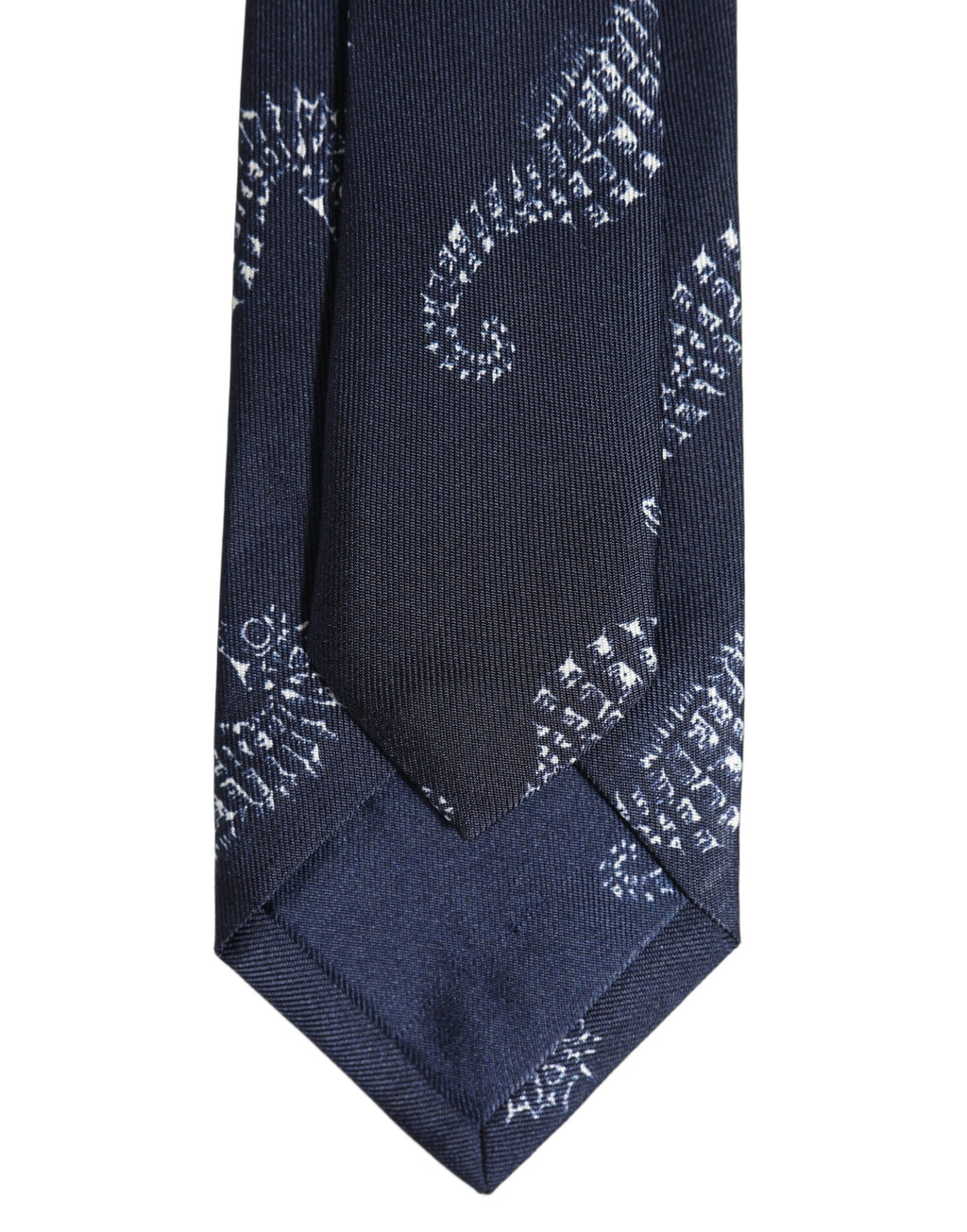Dark Blue Silk Seahorse Print Adjustable Tied Necktie Tie