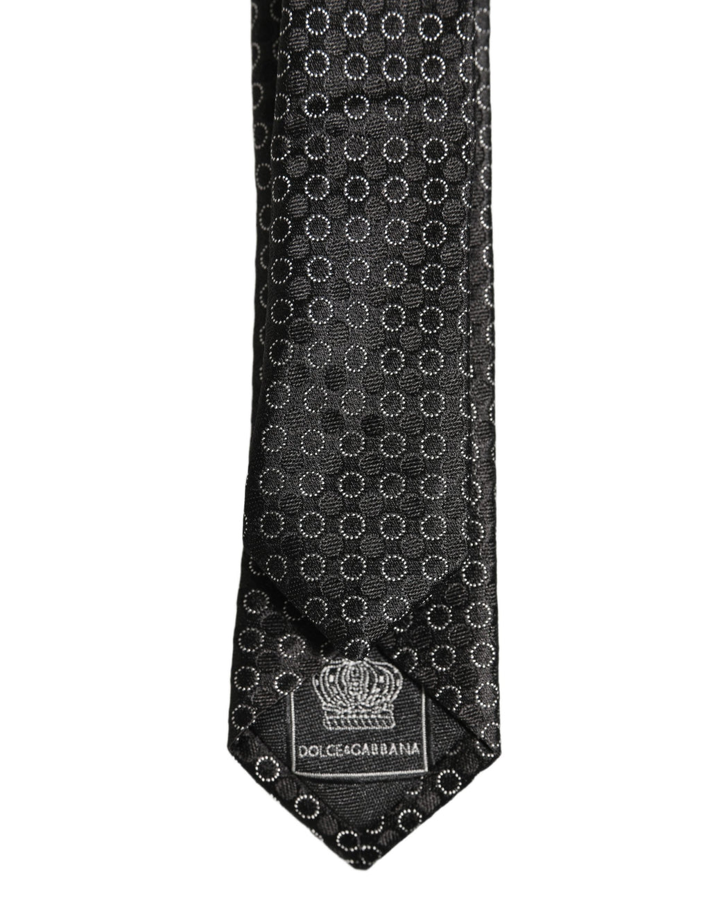 Men Black Silk Geometric Adjustable Tied Necktie Tie