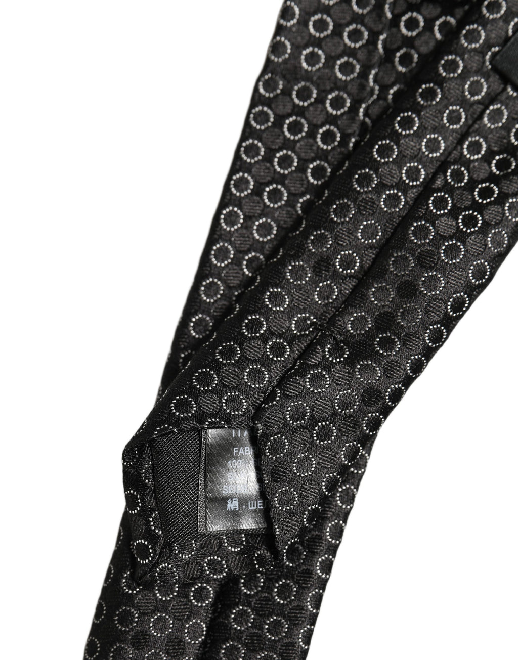 Men Black Silk Geometric Adjustable Tied Necktie Tie