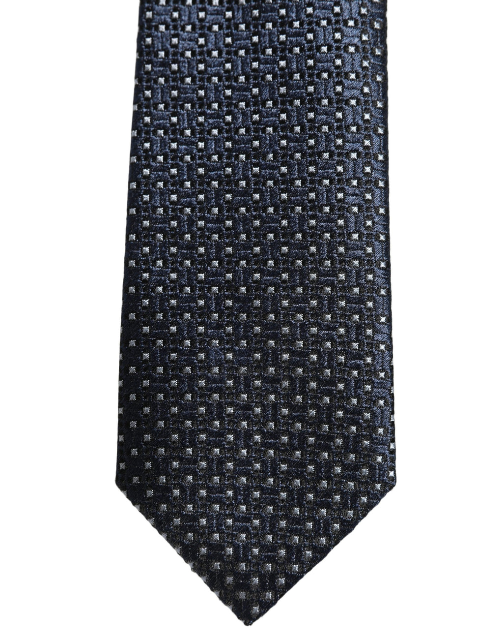 Men Blue Silk Geometric Adjustable Tied Necktie Tie
