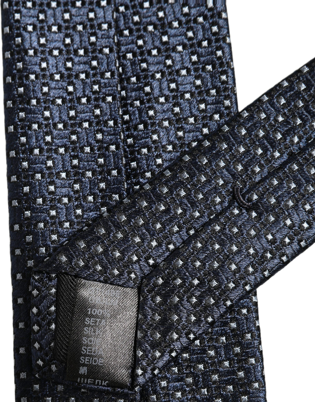 Men Blue Silk Geometric Adjustable Tied Necktie Tie