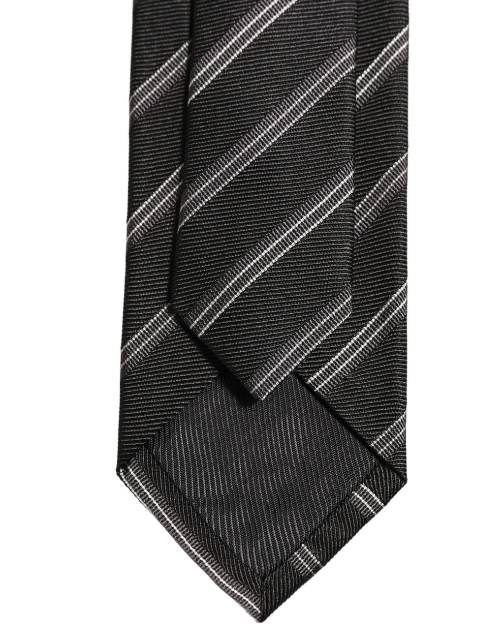 Men Black Silk Stripes Adjustable Tied Necktie Tie