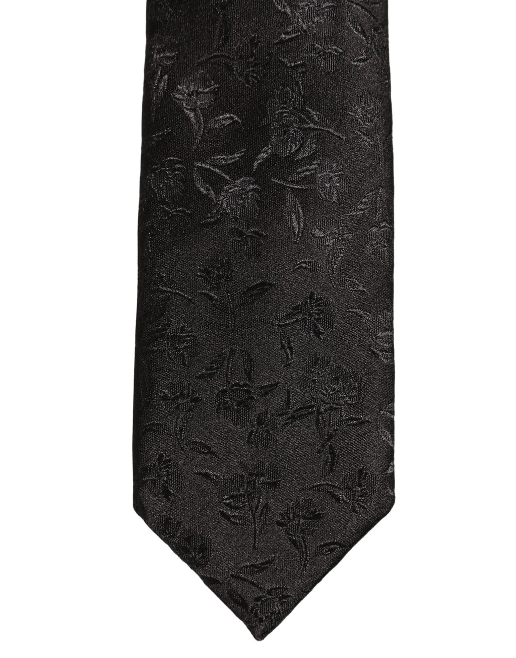 Black Silk Floral Jacquard Adjustable Tied Necktie Tie