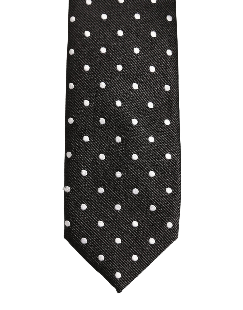 Black White Polka Dots Silk Adjustable Tied Necktie Tie