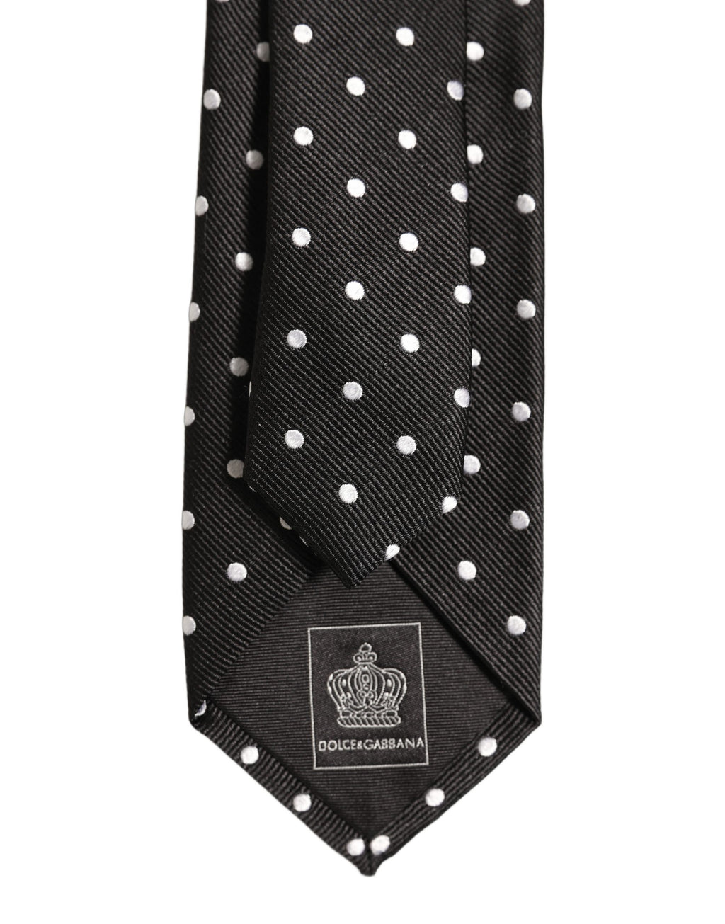 Black White Polka Dots Silk Adjustable Tied Necktie Tie