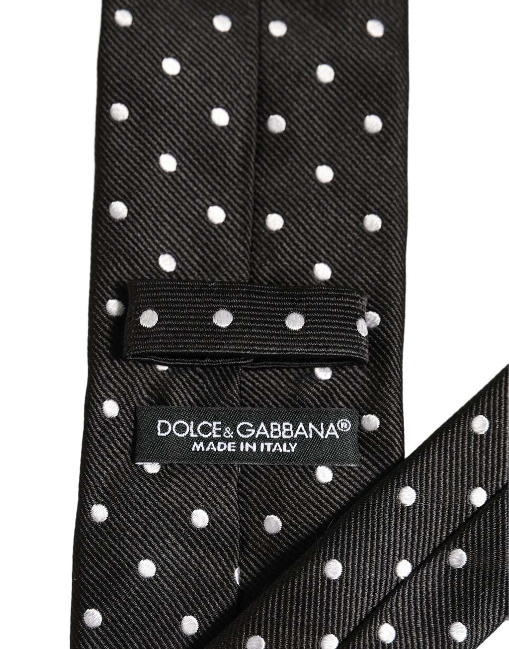 Black White Polka Dots Silk Adjustable Tied Necktie Tie