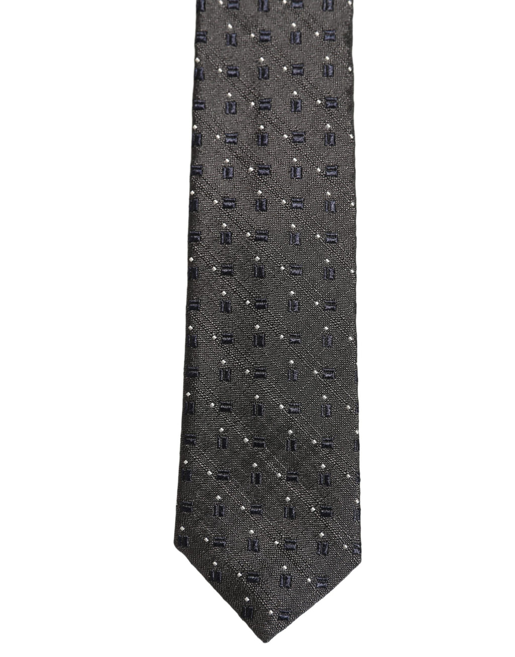 Men Dark Gray Geometric Silk Adjustable Tied Necktie Tie