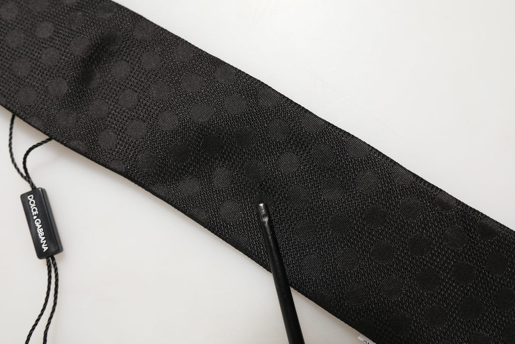 Black Polka Dot Jacquard Silk Adjustable Tied Necktie Tie