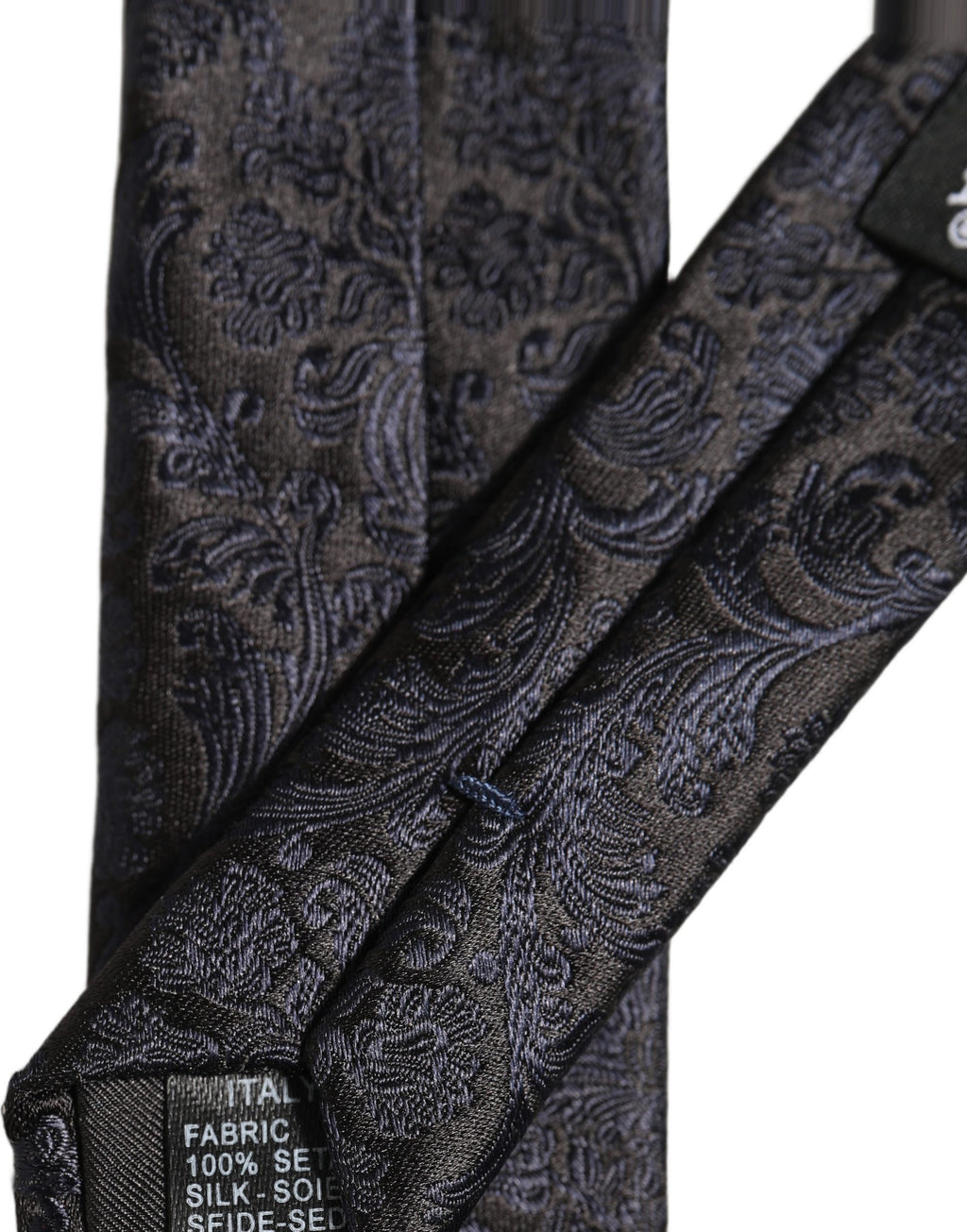 Men Dark Blue Floral Jacquard Adjustable Tied Necktie Tie