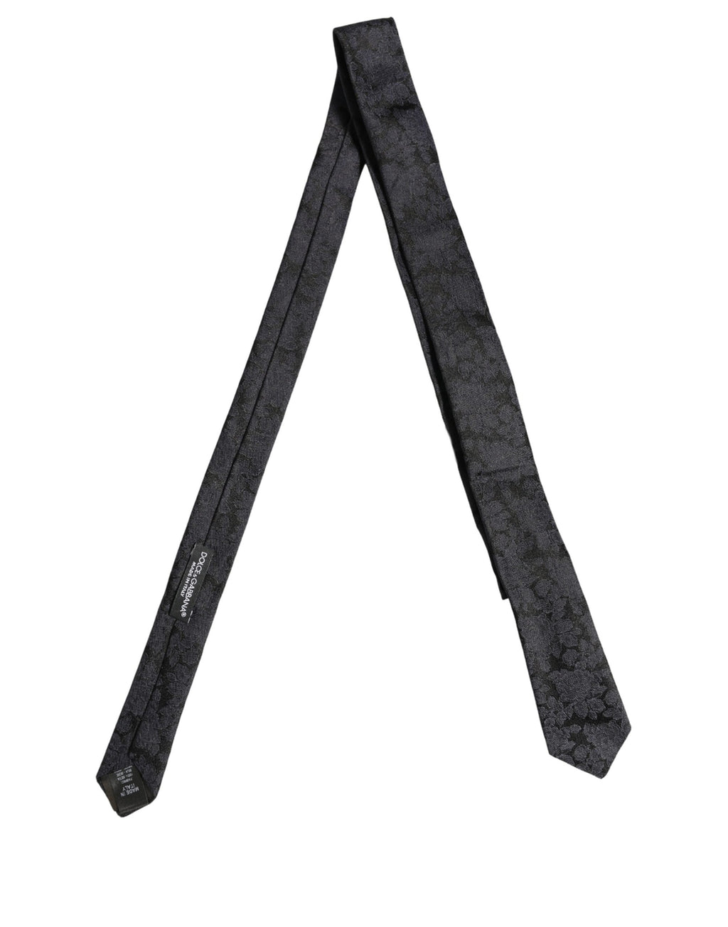 Men Black Floral Jacquard Adjustable Tied Necktie Tie