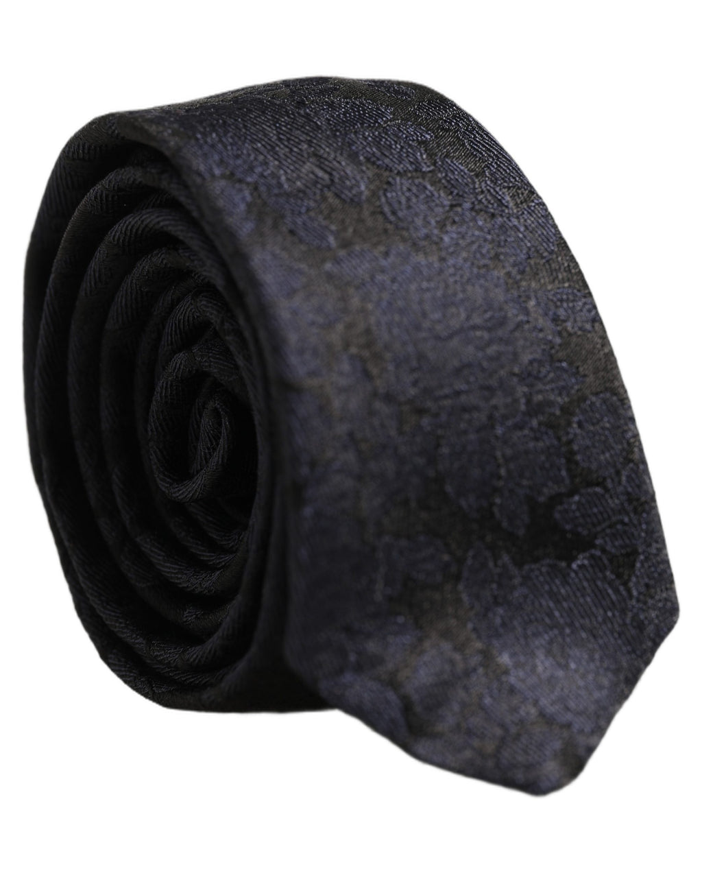 Men Black Floral Jacquard Adjustable Tied Necktie Tie