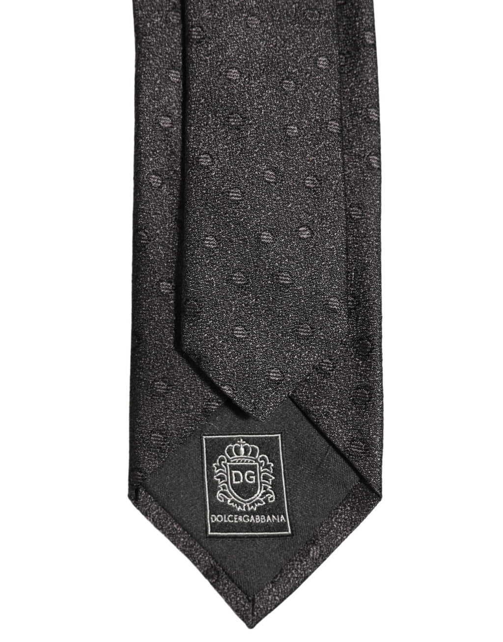 Men Black Polka Dot Silk Adjustable Tied Necktie Tie