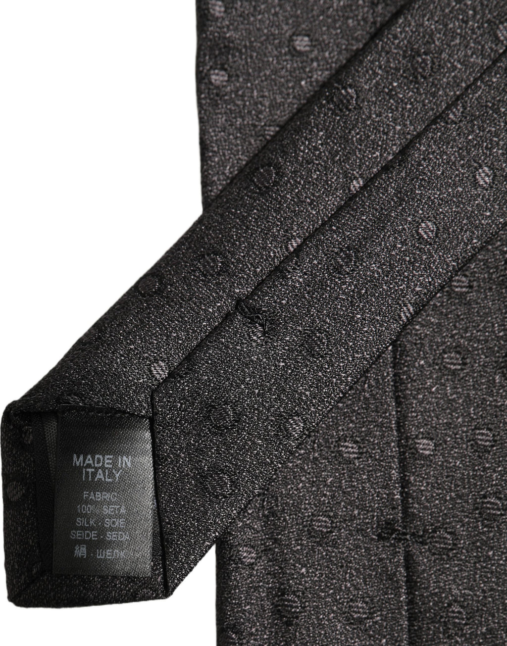Men Black Polka Dot Silk Adjustable Tied Necktie Tie