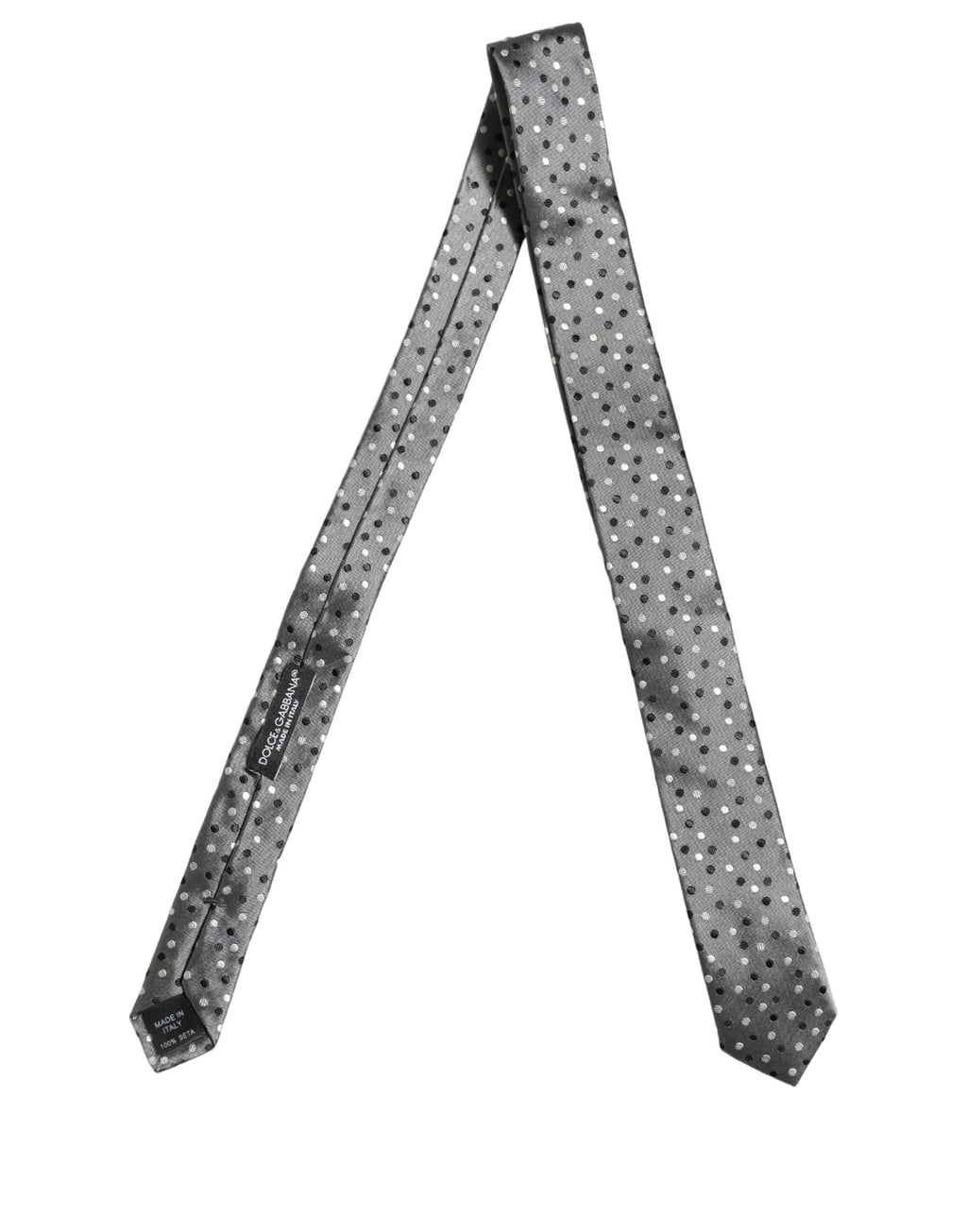 Men Gray Polka Dot Silk Adjustable Tied Necktie Tie