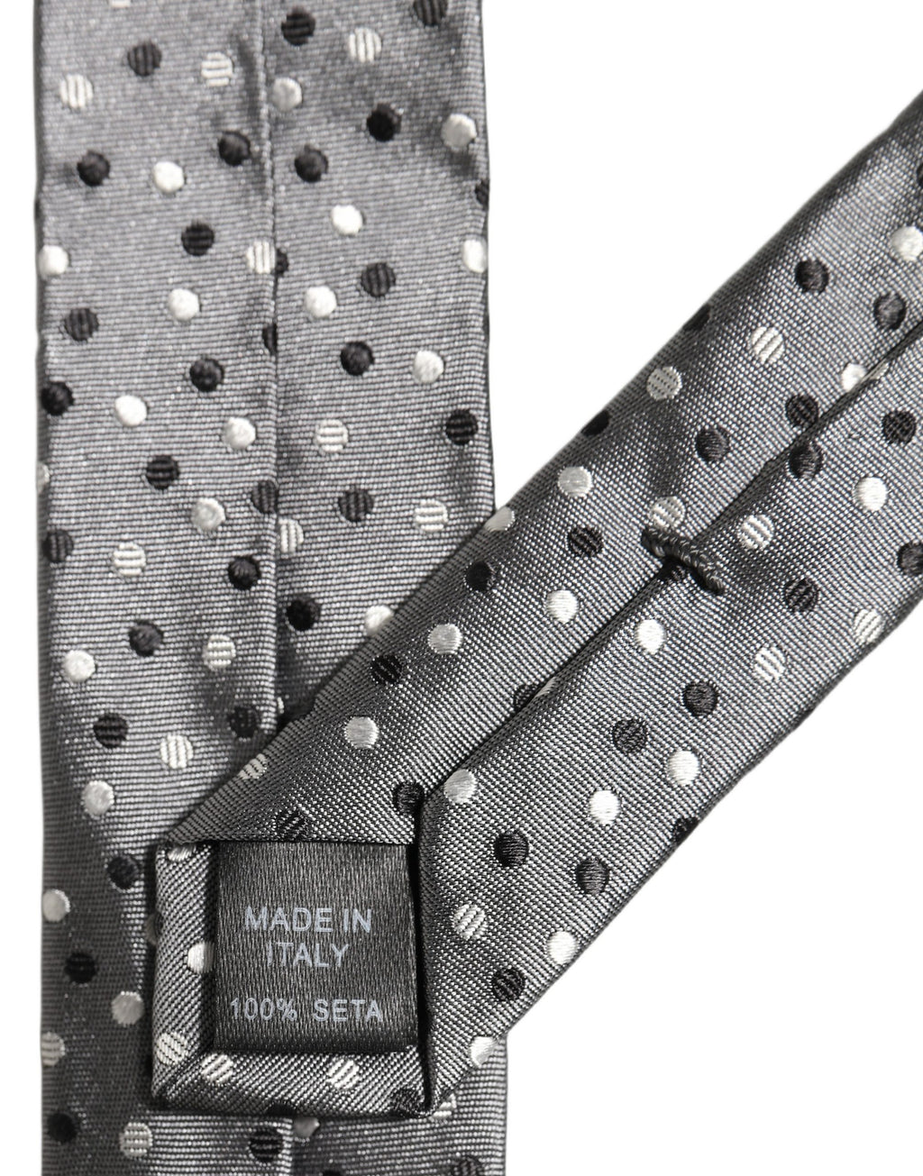 Men Gray Polka Dot Silk Adjustable Tied Necktie Tie
