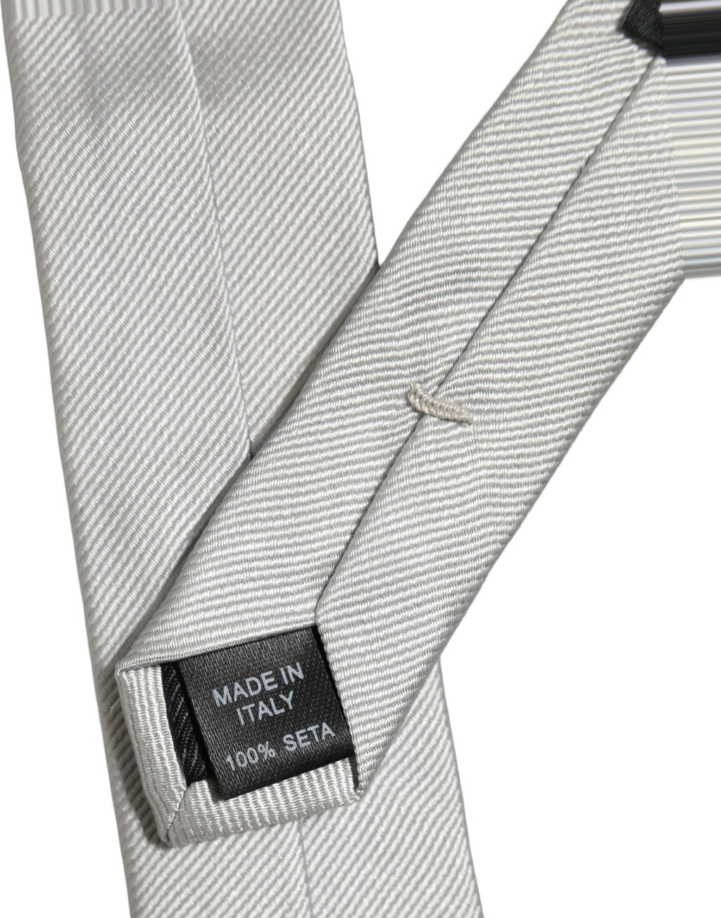 Men Light Gray Textured Silk Adjustable Tied Necktie Tie