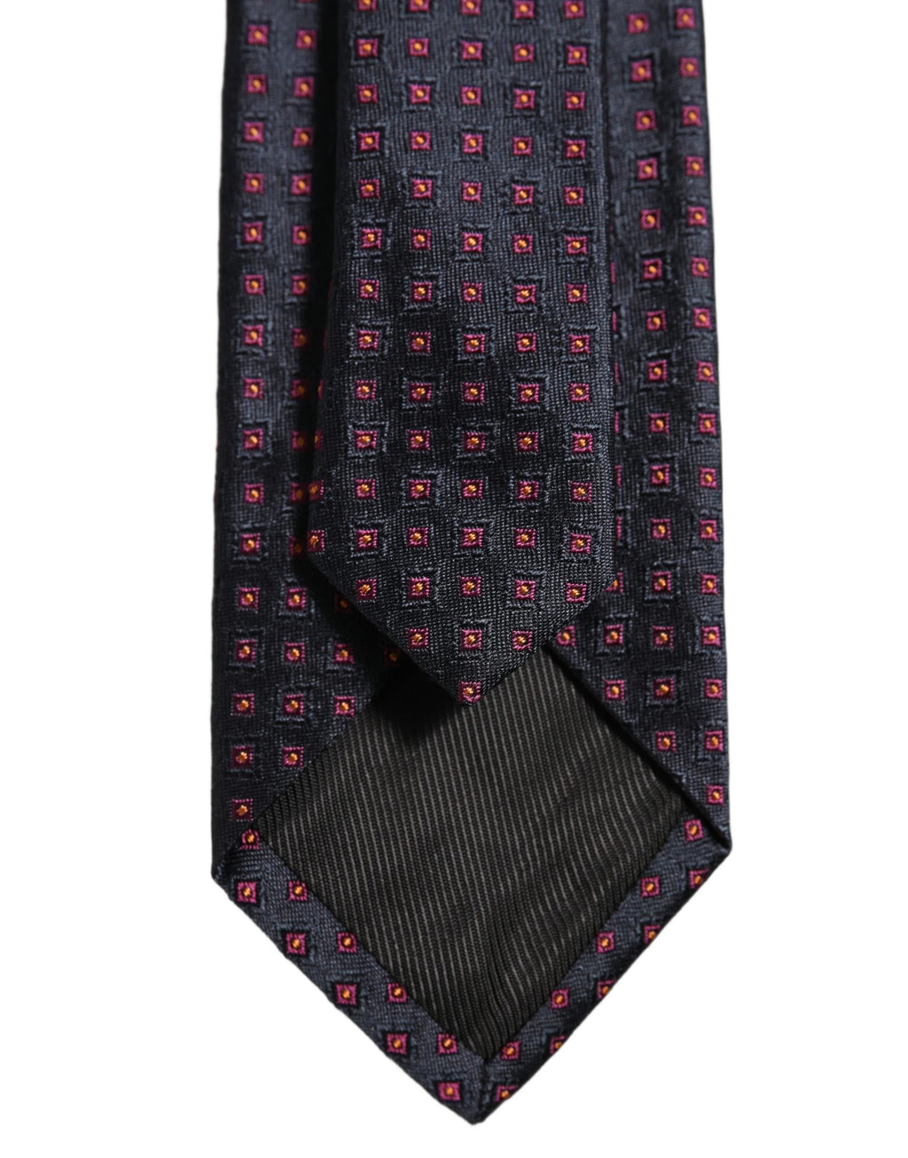 Men Dark Blue Geometric Silk Adjustable Tied Necktie Tie