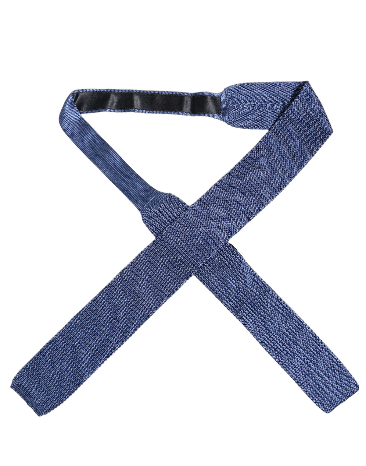 Men Blue Silk Knitted Skinny Adjustable Tied Necktie Tie