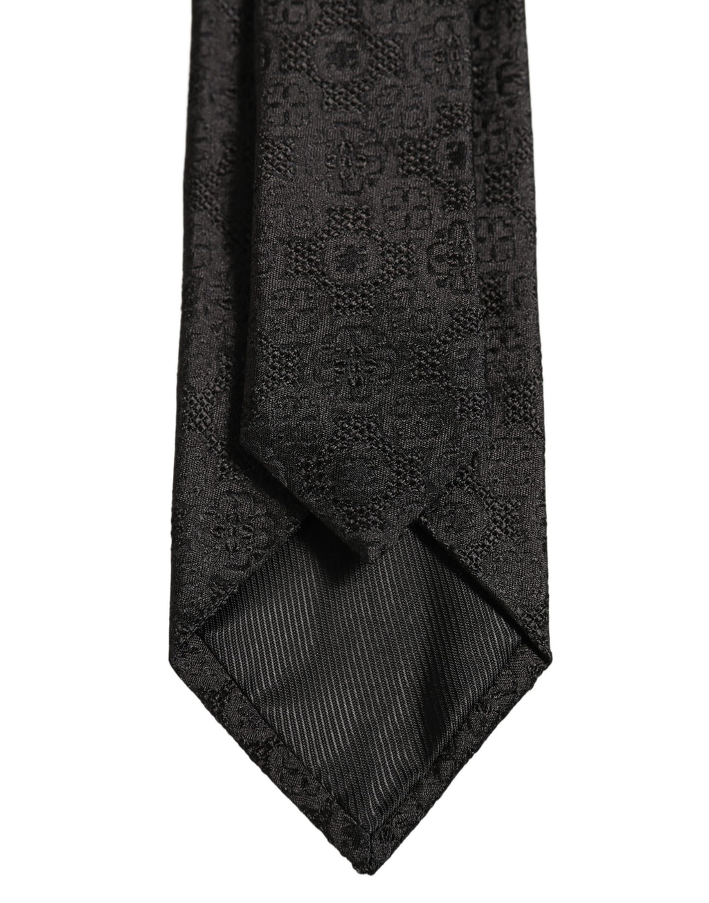 Men Black Silk Geometric Adjustable Tied Necktie Tie