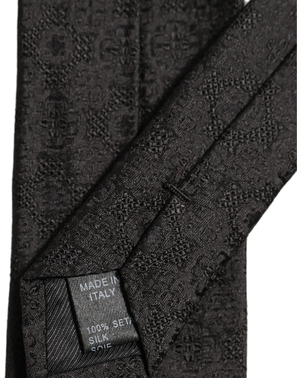 Men Black Silk Geometric Adjustable Tied Necktie Tie