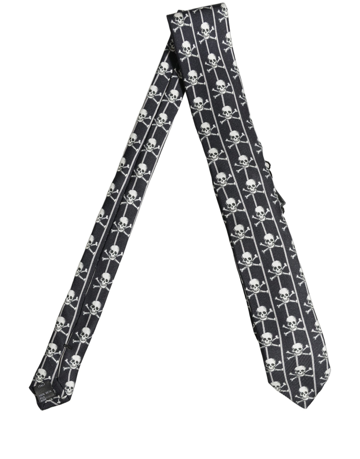 Men Black Silk Skull Fantasy Adjustable Tied Necktie Tie