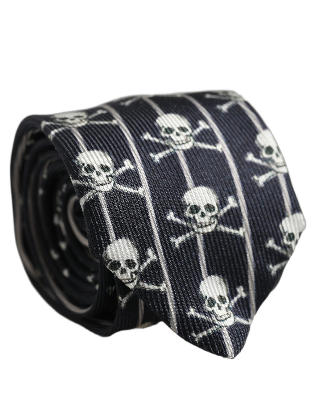Men Black Silk Skull Fantasy Adjustable Tied Necktie Tie