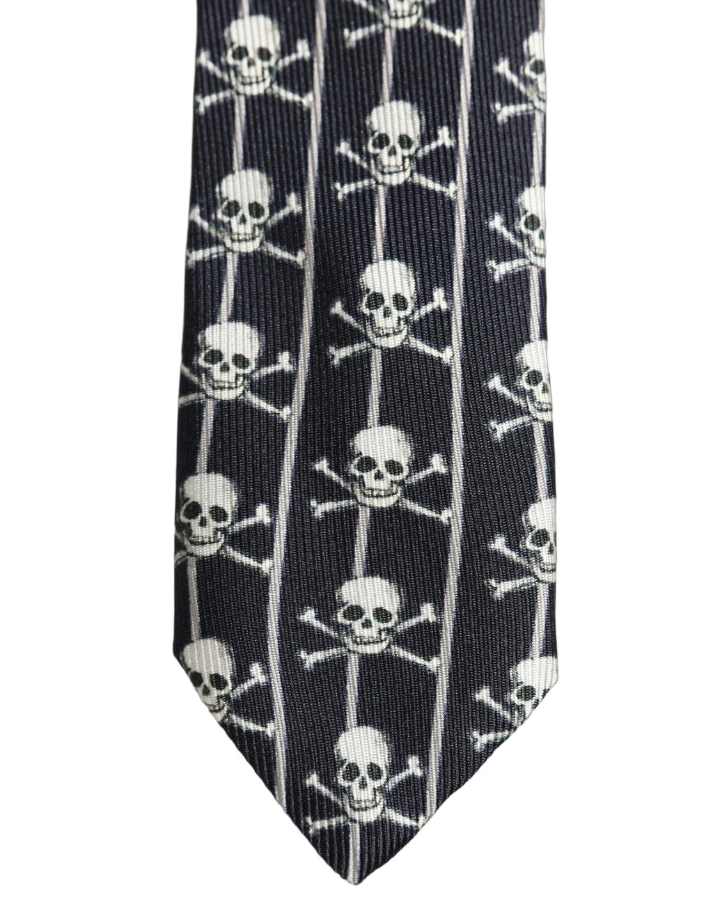 Men Black Silk Skull Fantasy Adjustable Tied Necktie Tie