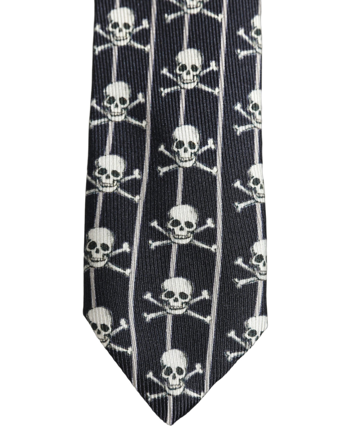 Men Black Silk Skull Fantasy Adjustable Tied Necktie Tie