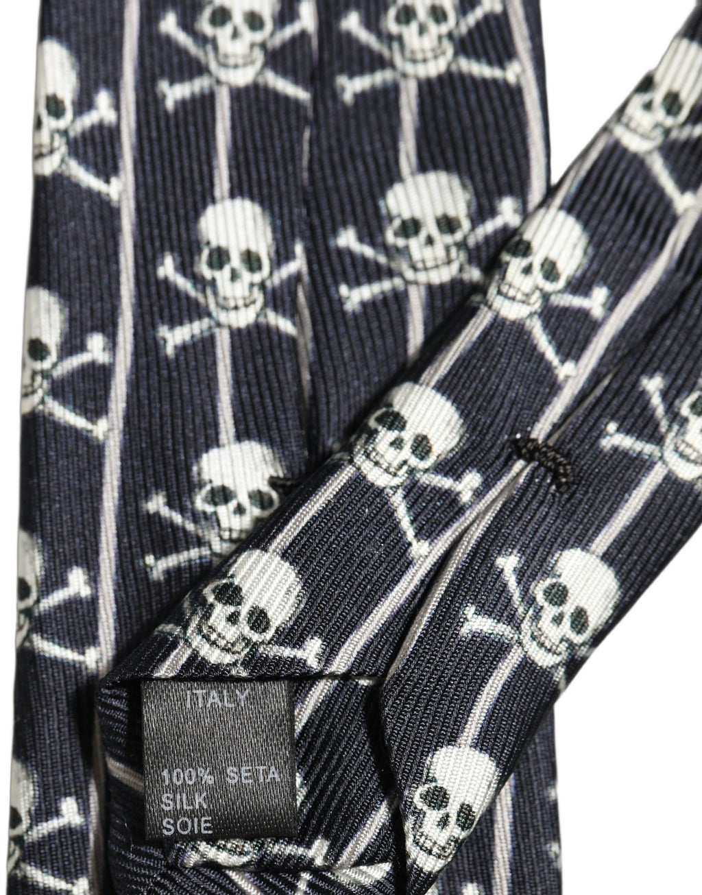 Men Black Silk Skull Fantasy Adjustable Tied Necktie Tie