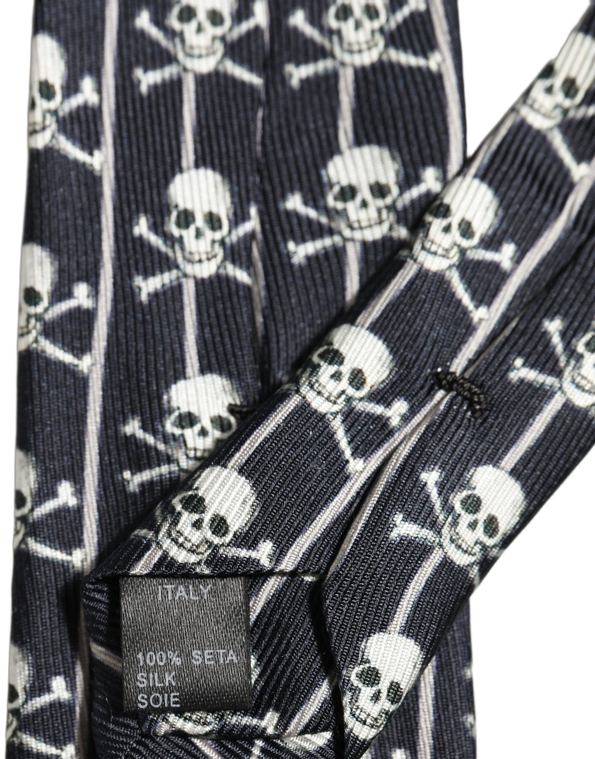Men Black Silk Skull Fantasy Adjustable Tied Necktie Tie