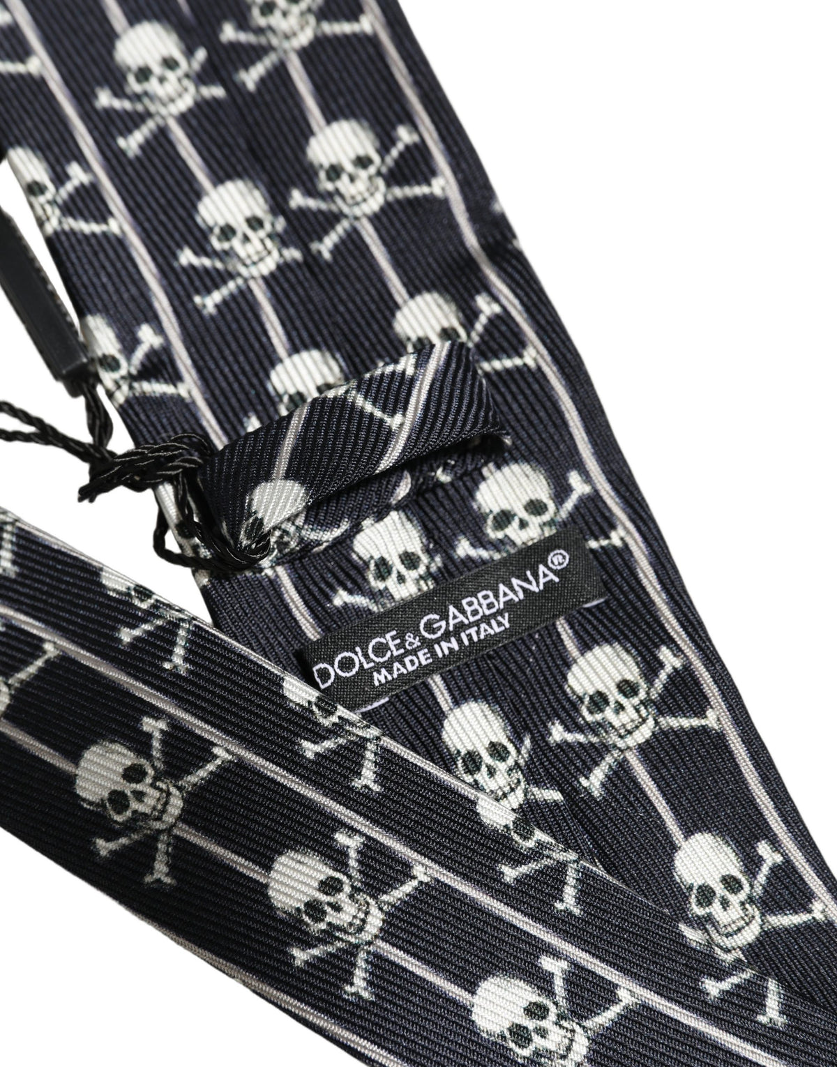 Men Black Silk Skull Fantasy Adjustable Tied Necktie Tie