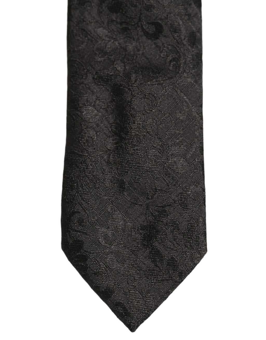 Men Black Silk Tonal Floral Adjustable Tied Necktie Tie