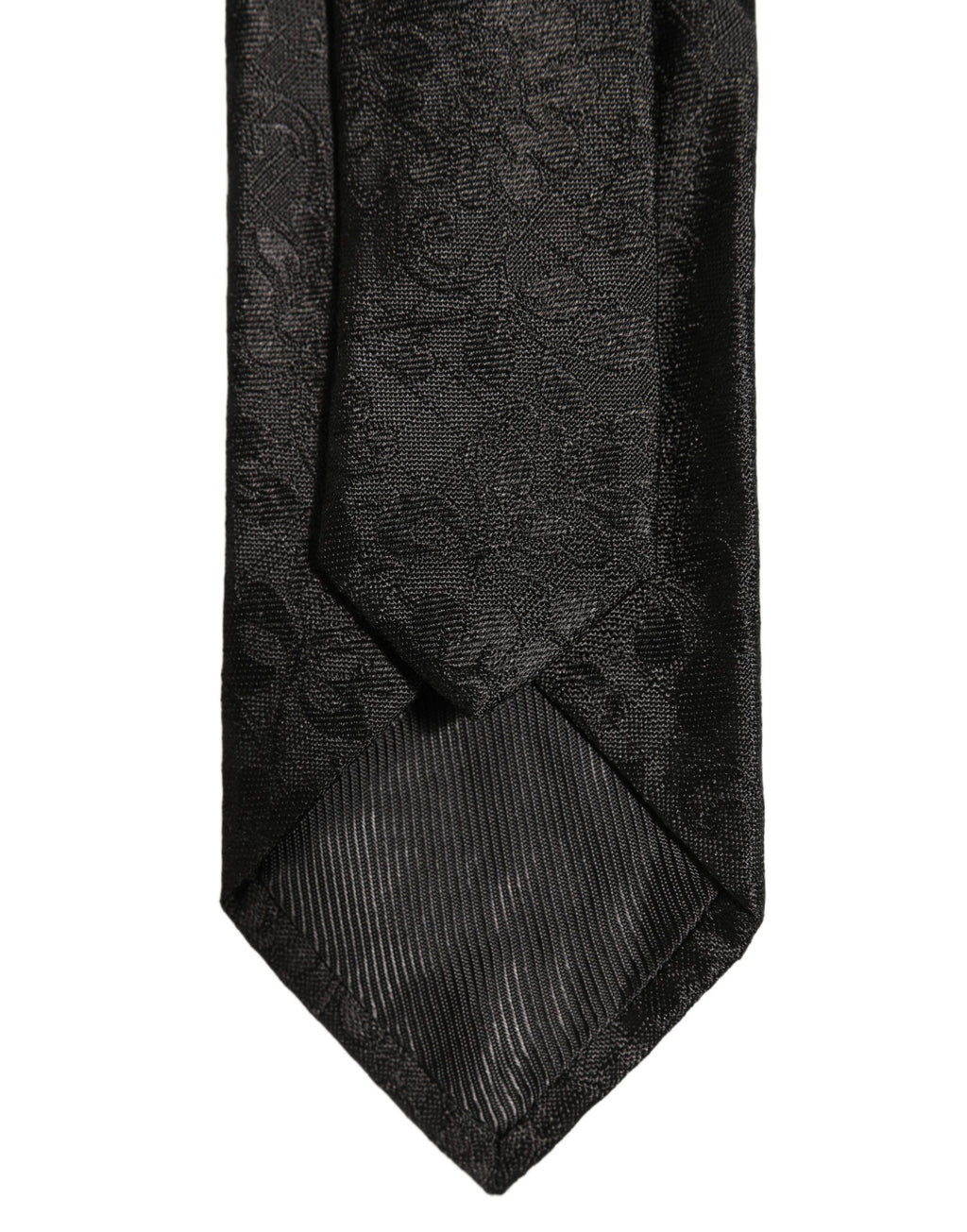 Men Black Silk Tonal Floral Adjustable Tied Necktie Tie