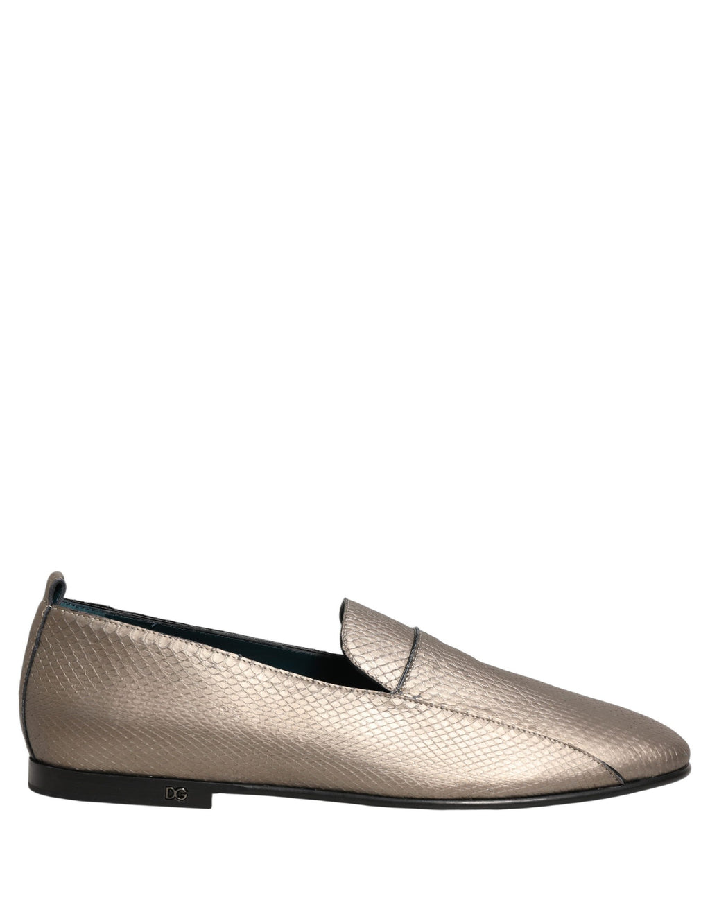 Silver Leather Logo Slip On Loafers Shoes