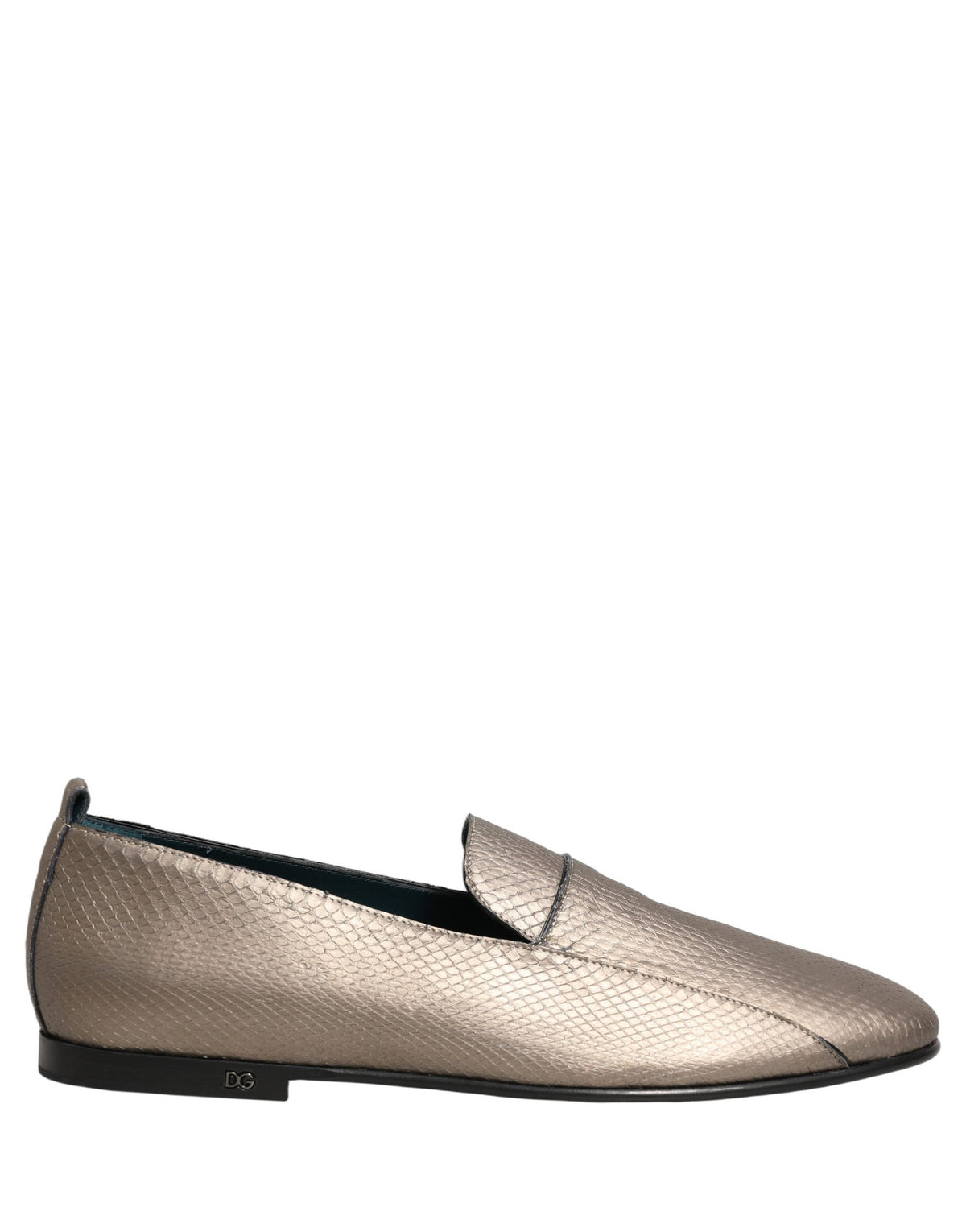 Silver Leather Logo Slip On Loafers Shoes
