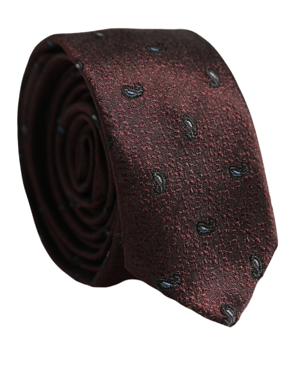 Men Burgundy Silk Paisley Adjustable Tied Necktie Tie