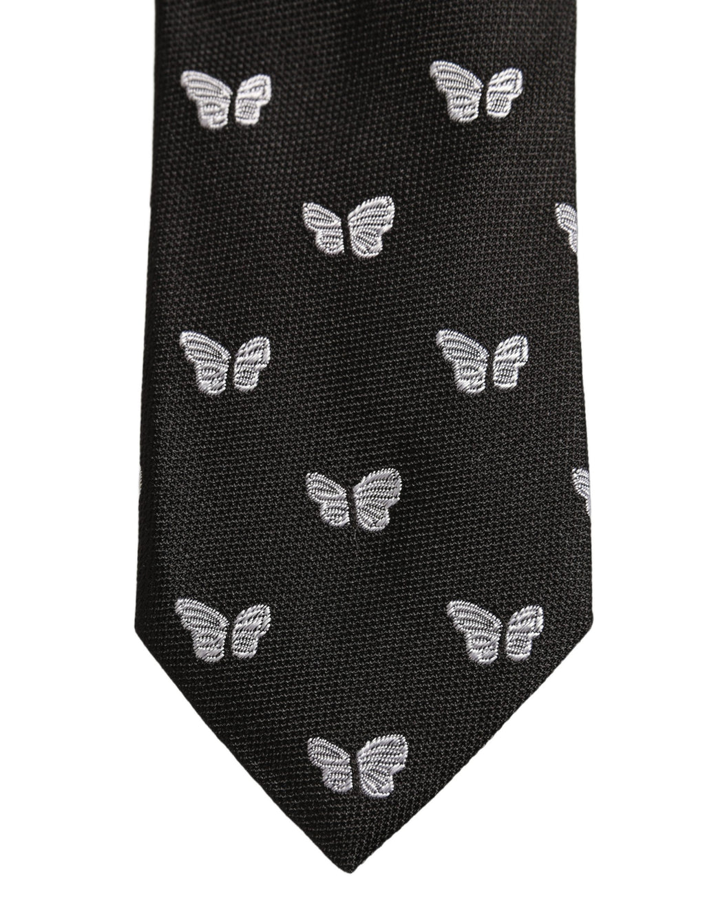 Men Black Silk Butterfly Adjustable Tied Necktie Tie
