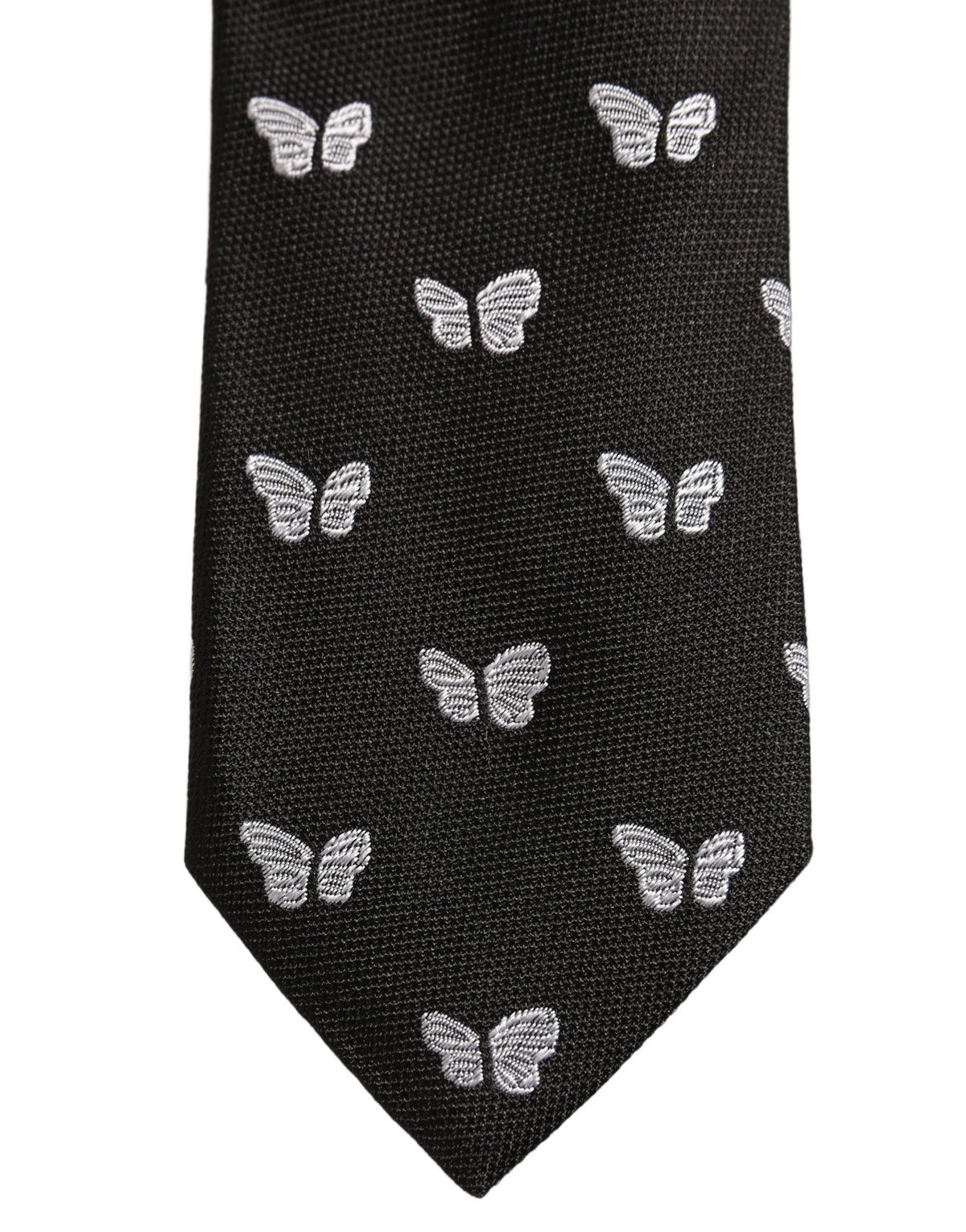 Men Black Silk Butterfly Adjustable Tied Necktie Tie