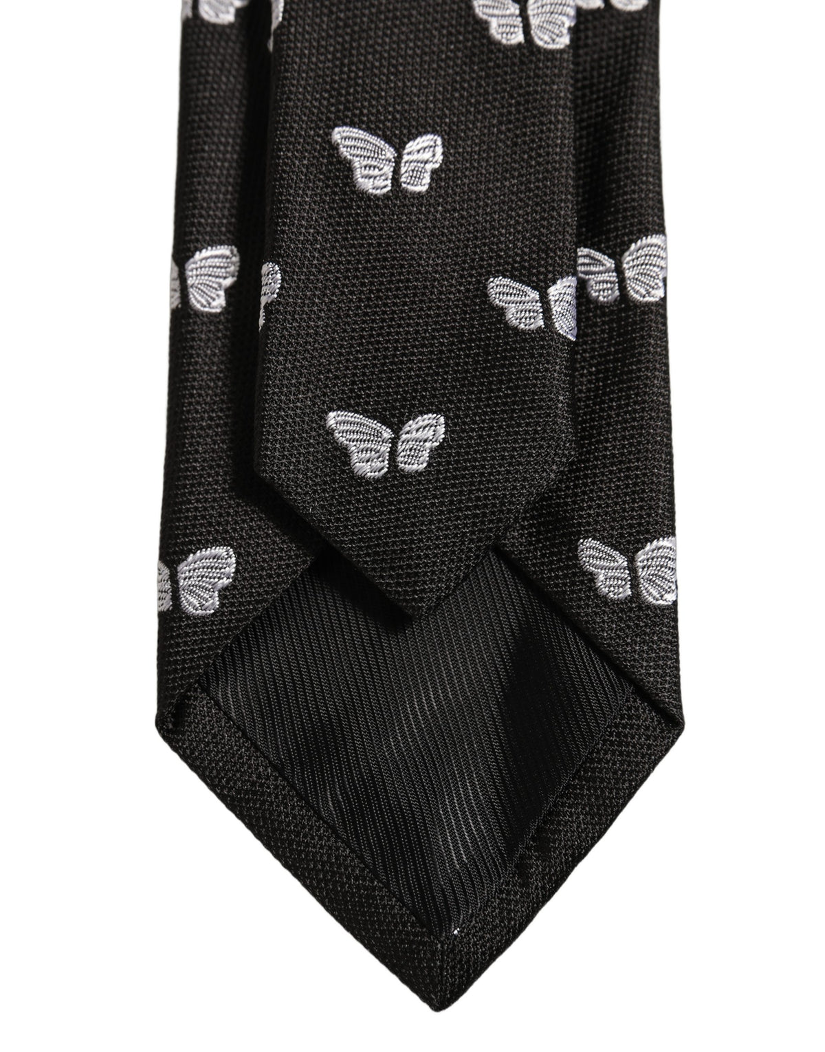 Men Black Silk Butterfly Adjustable Tied Necktie Tie