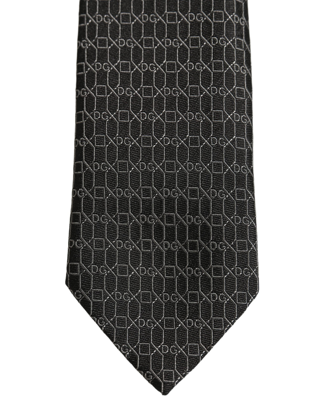 Dark Gray Silk DG Monogram Adjustable Tied Necktie Tie