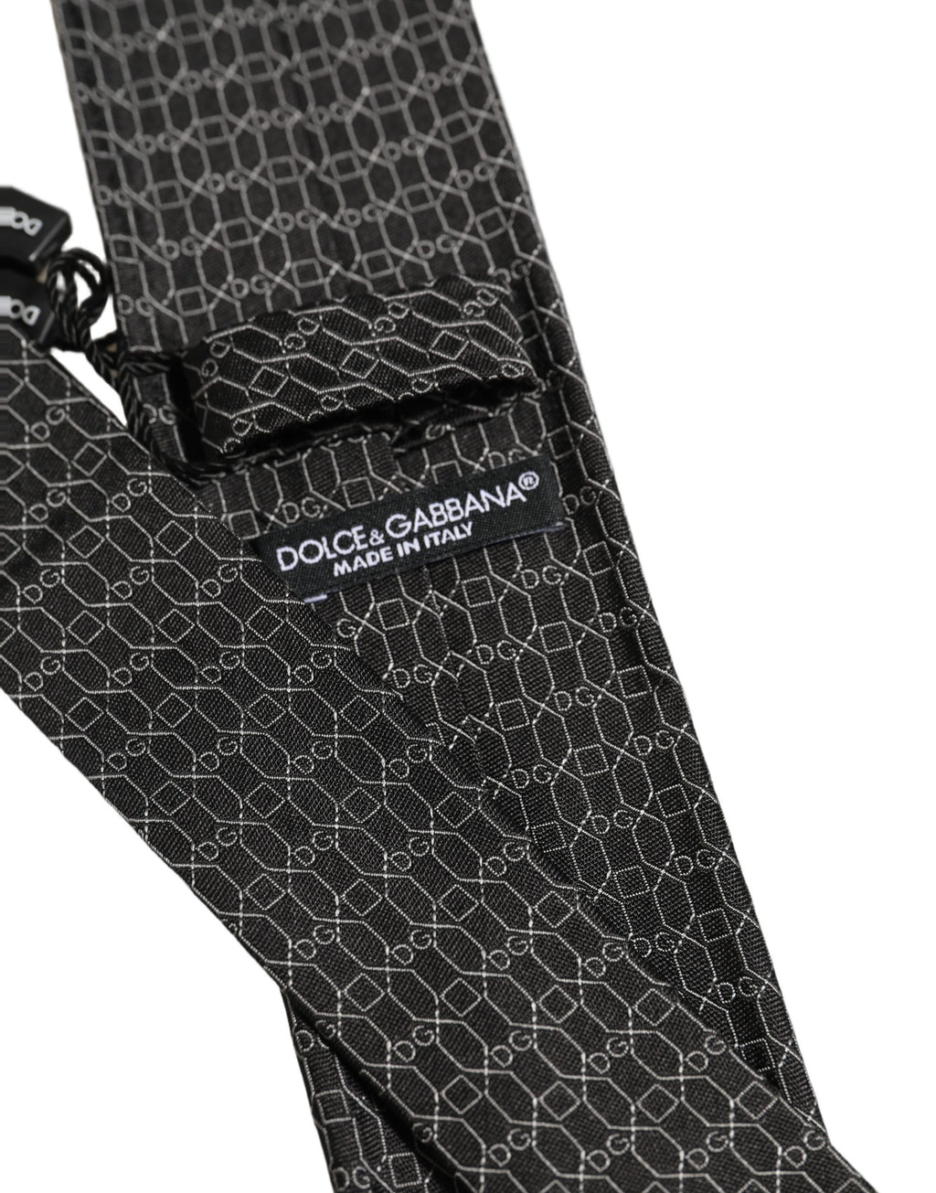 Dark Gray Silk DG Monogram Adjustable Tied Necktie Tie