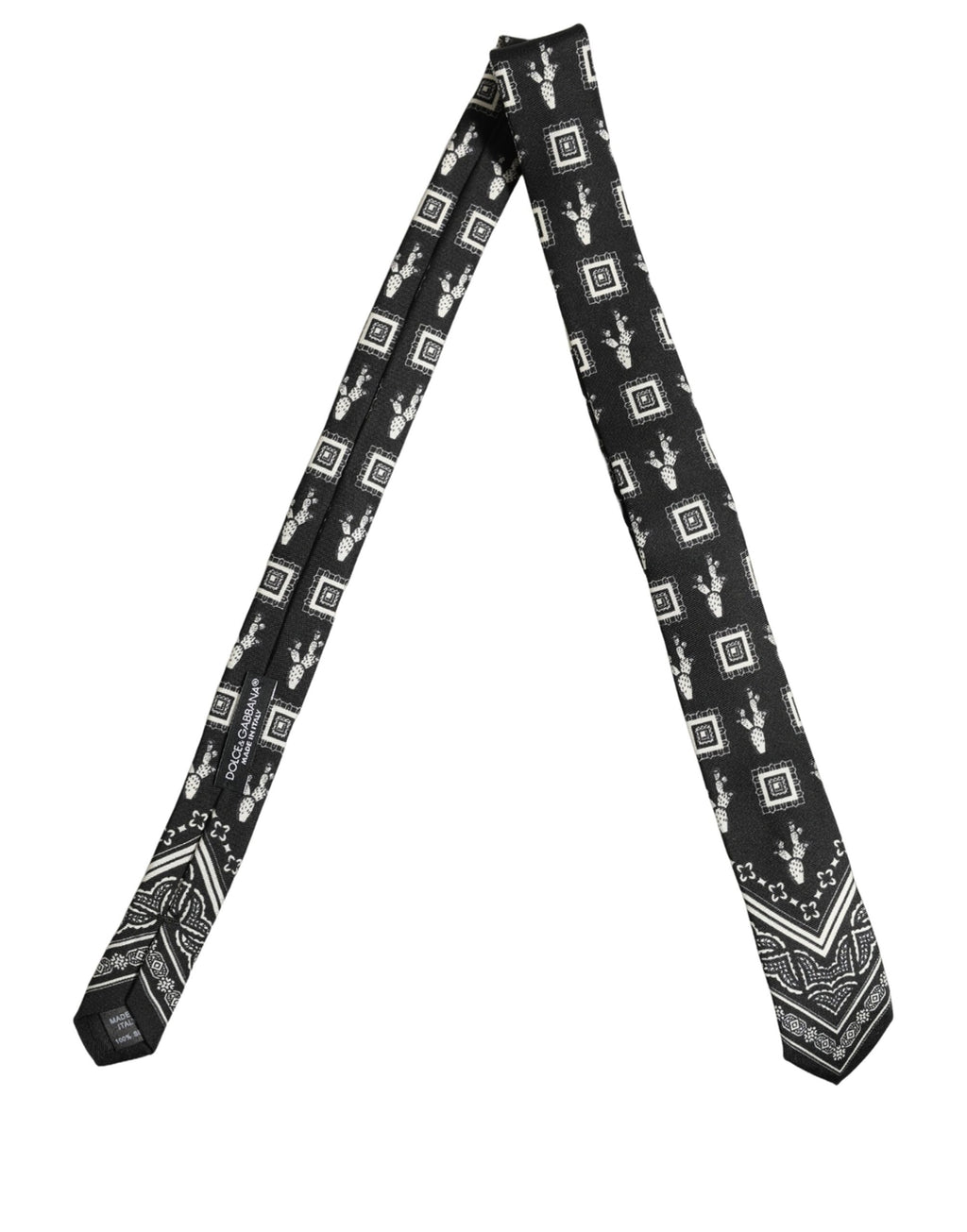 Black Patterned 100%Silk Adjustable Necktie Accessory Tie