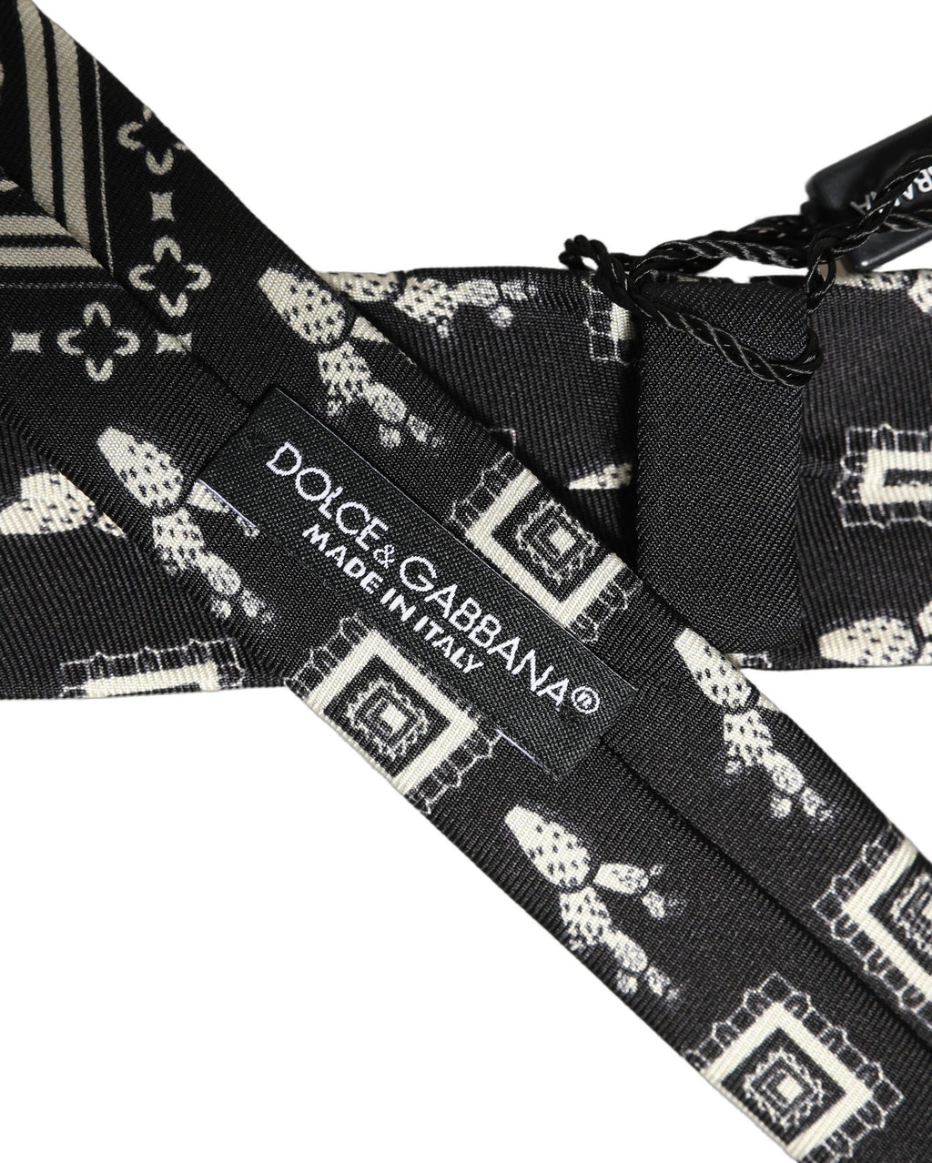 Black Patterned 100%Silk Adjustable Necktie Accessory Tie