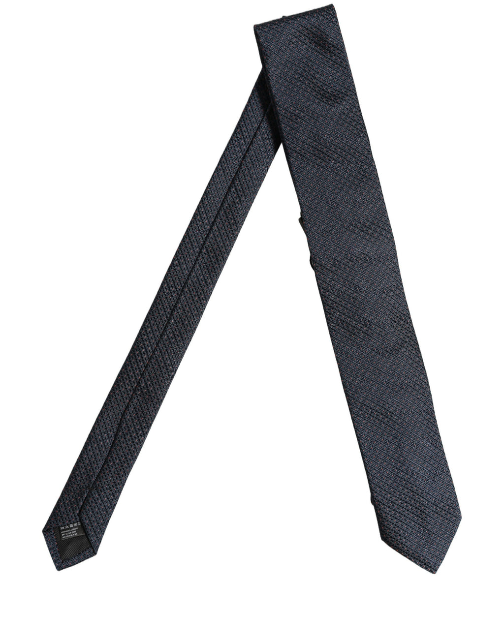 Men Dark Blue Geometric Silk Adjustable Tied Necktie Tie