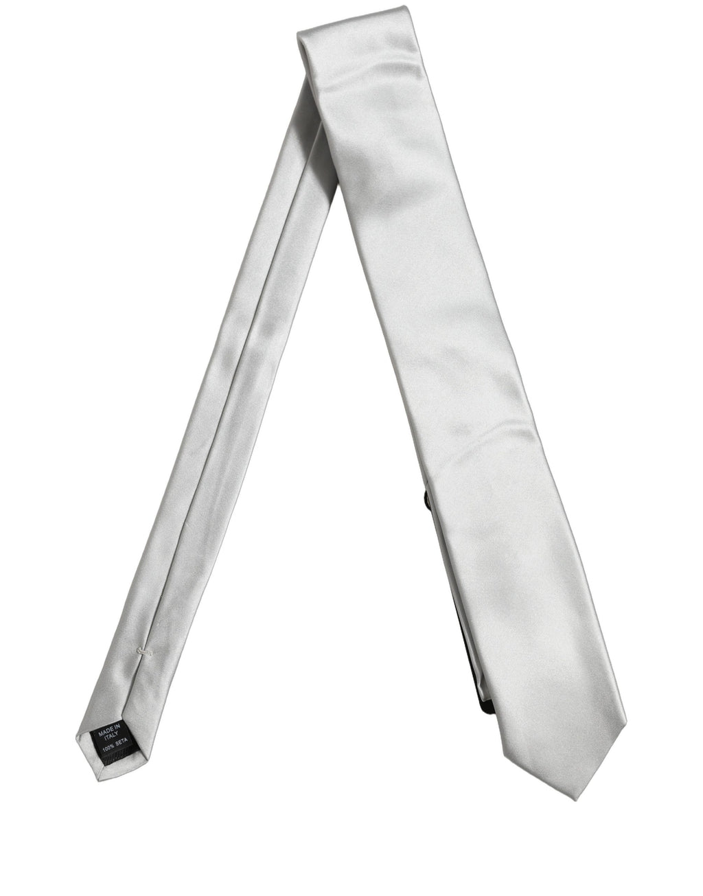 Gray Satin 100% Silk Adjustable Tied Men Necktie Tie