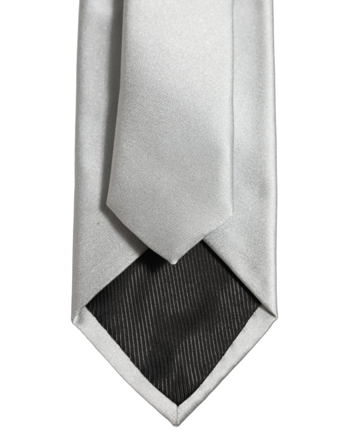 Gray Satin 100% Silk Adjustable Tied Men Necktie Tie