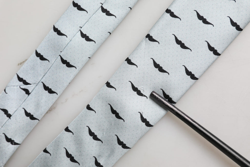 Light Gray Mustache Silk Adjustable Necktie Accessory