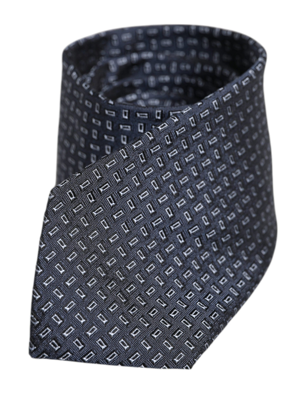 Dark Blue Silk Geometric Adjustable Tied Necktie Tie